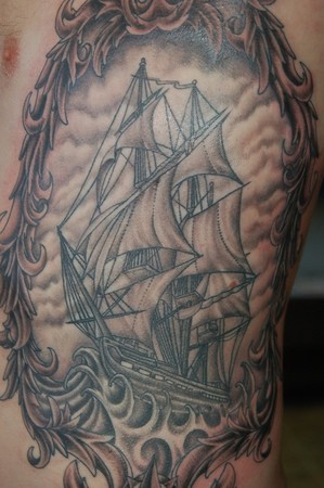 This is rib piece of a an old ship with a filigree frame