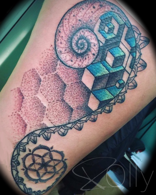 Geometric shell design by Joshua Rollyson: TattooNOW