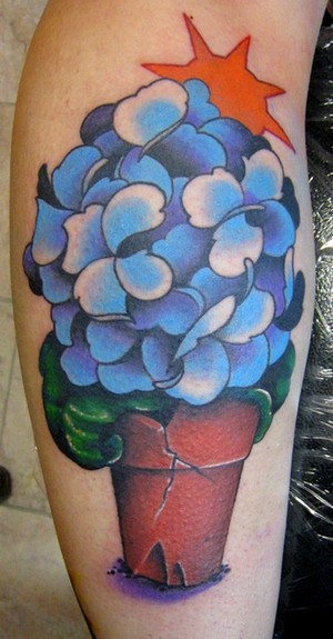 Jason Maybruck - hydrangea tattoo