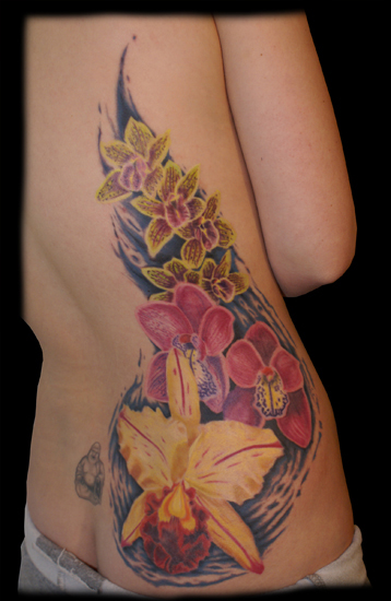 Tattoos Tattoos Flower Orchids on a Back