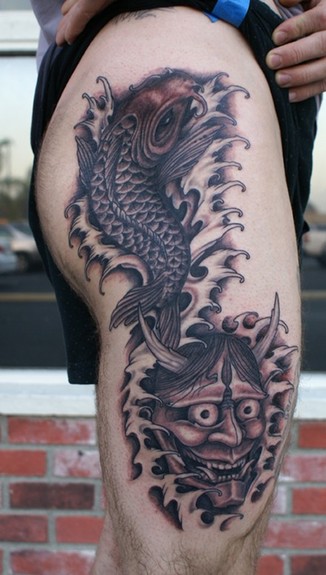 coi fish tattoo. girlfriend coi fish tattoo.