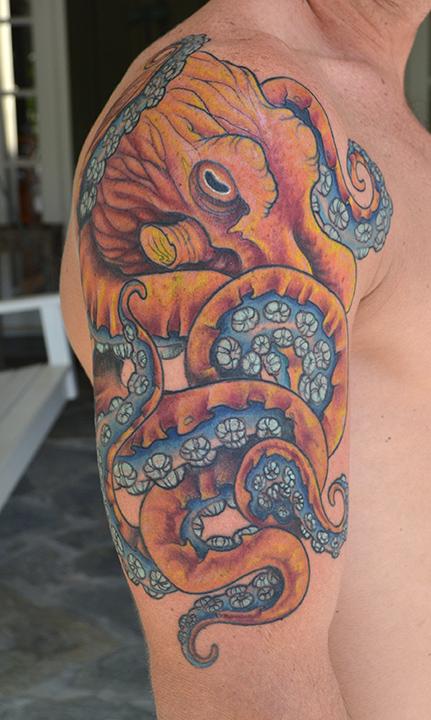 Jeff Johnson Tattoo : Tattoos : Nature Animal Octopus : Tims Octopus Tattoo