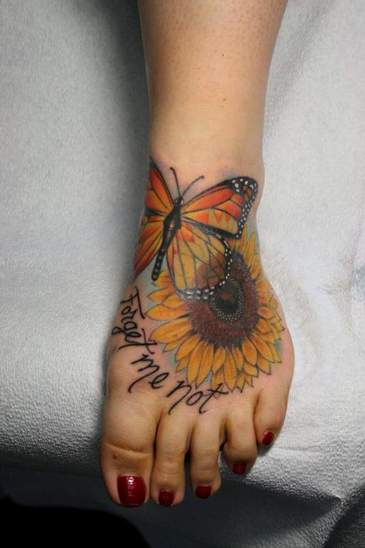 Sunflower Tattoo On Foot