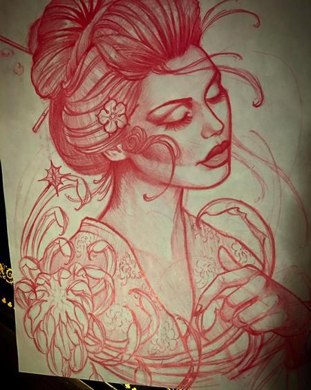 Tattoos - Red pencil sketch - 115435