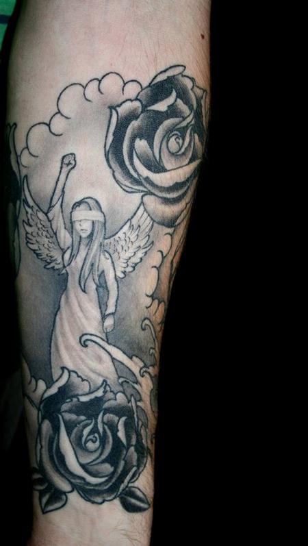 Tattoos - Black and Grey Angel - 77239