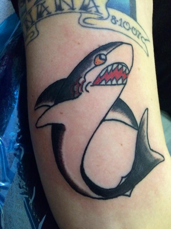 Sailor Jerry shark by Jen Godfrey Tattoos