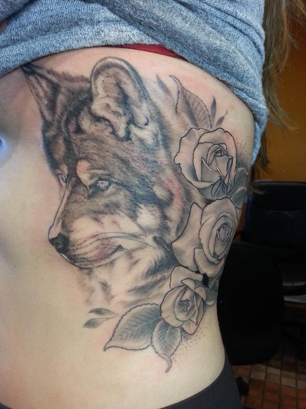 wolf and roses by Jordan Campbell: TattooNOW