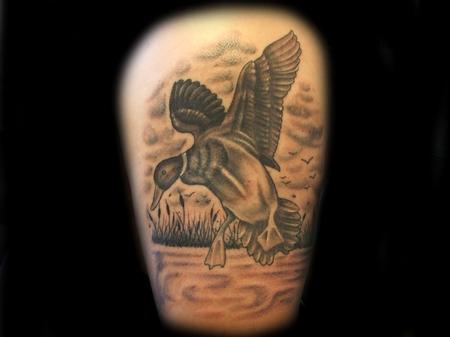 Tattoos - Black and Grey Duck Tattoo - 86665