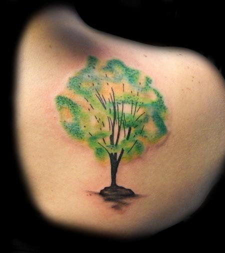 Tattoos - Watercolor Tree Tattoo - 88966