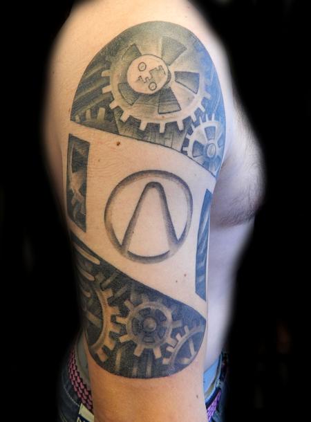 Tattoos - Steam Punk Gears cut out with Borderlands Logo - 93341