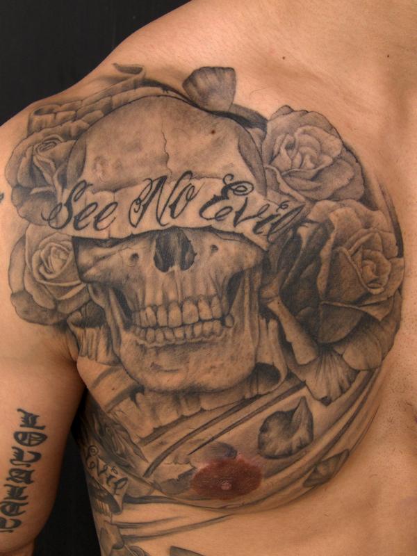 See No Evil Skull by Pepper : Tattoos