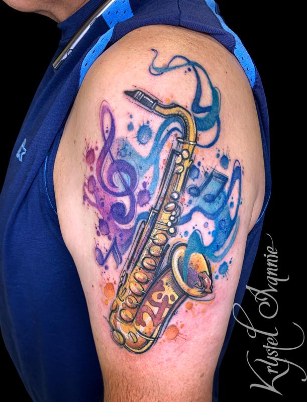 Saxophone by Krystel Ivannie TattooNOW