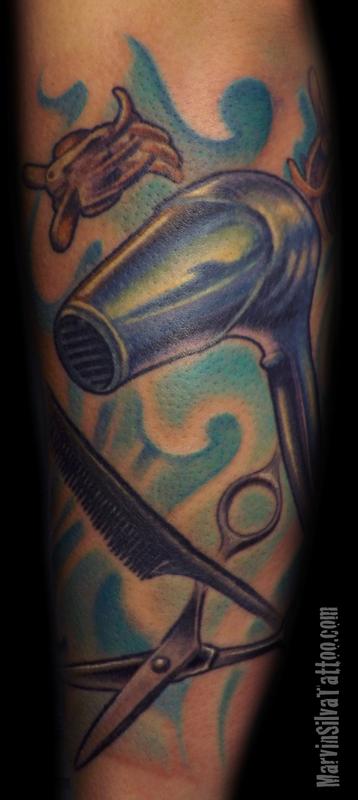 Hair Dresser Tools Tattoo By Marvin Silva Tattoos
