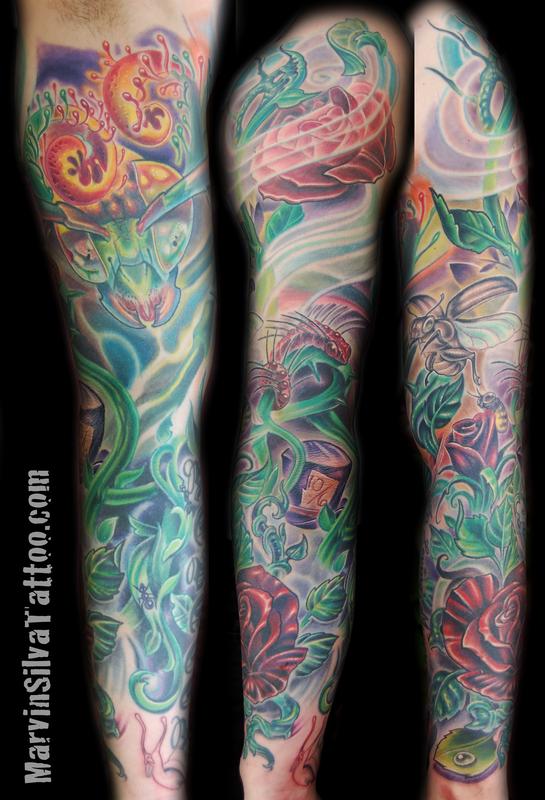 Insect Sleeve Tattoo by Marvin Silva Tattoos