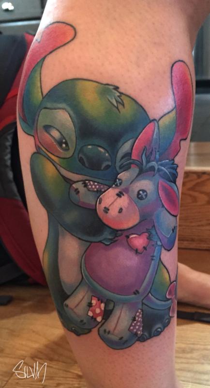Stitch and Eeyore Tattoo by Marvin Silva : Tattoos