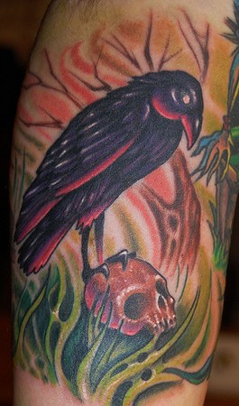 Tattoos - Raven and Skull Tattoo - 41428