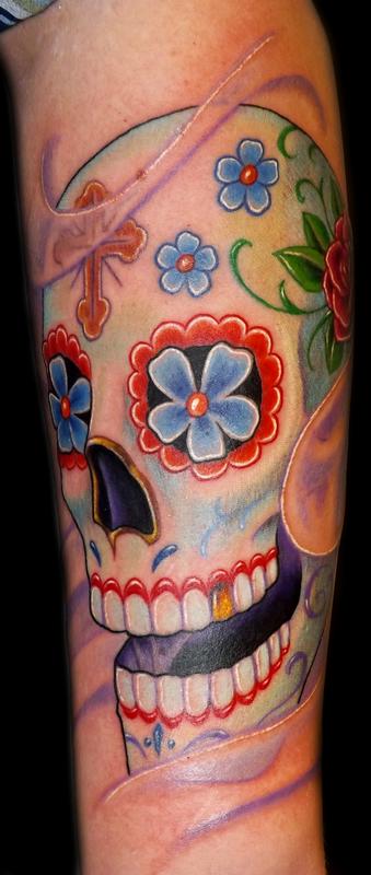Art By Marvin Silva Tattoos Religious Sugar Skull Tattoo