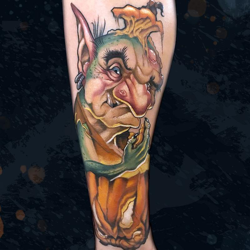 Pumpkin Goblin Sleeve by Nick Mitchell TattooNOW
