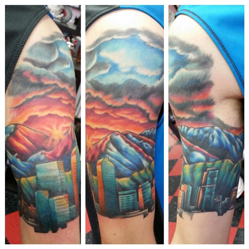 denver skyline tattoo by jesse neumann tattoonow denver skyline tattoo by jesse neumann tattoonow