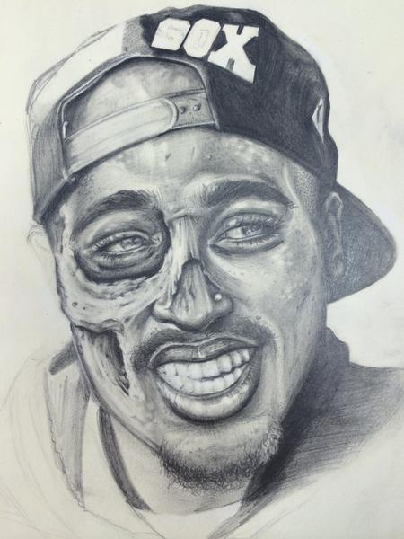 Tattoos - Zombie Tupac in graphite  - 100861