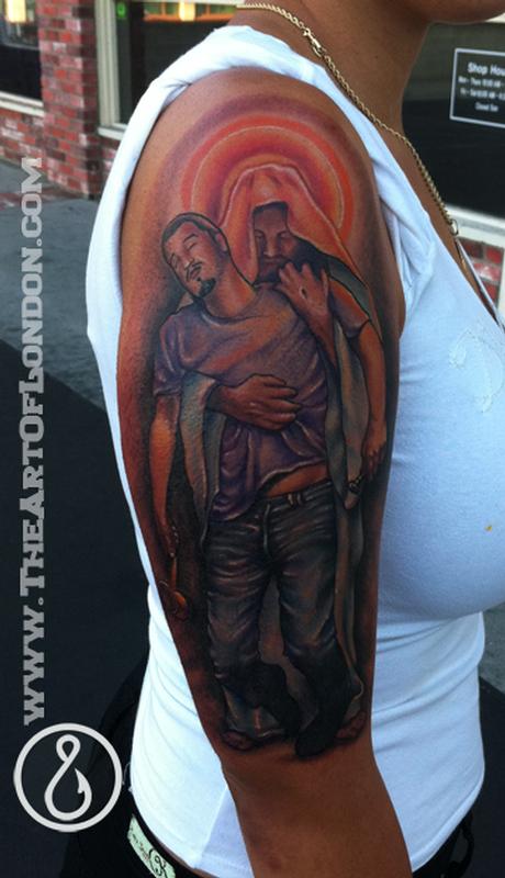 Brittan London Reese Jesus Holding Man Tattoo