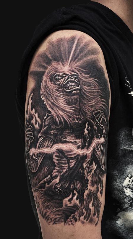 Eddie Iron Maiden Arm Tattoo Design Thumbnail