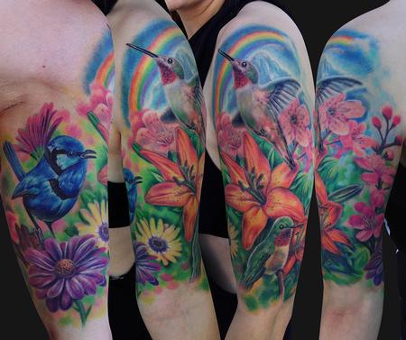 Tattoos - Birds and Flowers Tattoo - 94810