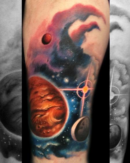 space tattoo half sleeve designs