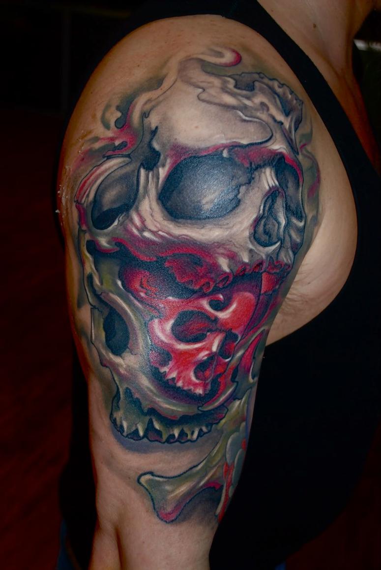 skull half sleeve tattoos