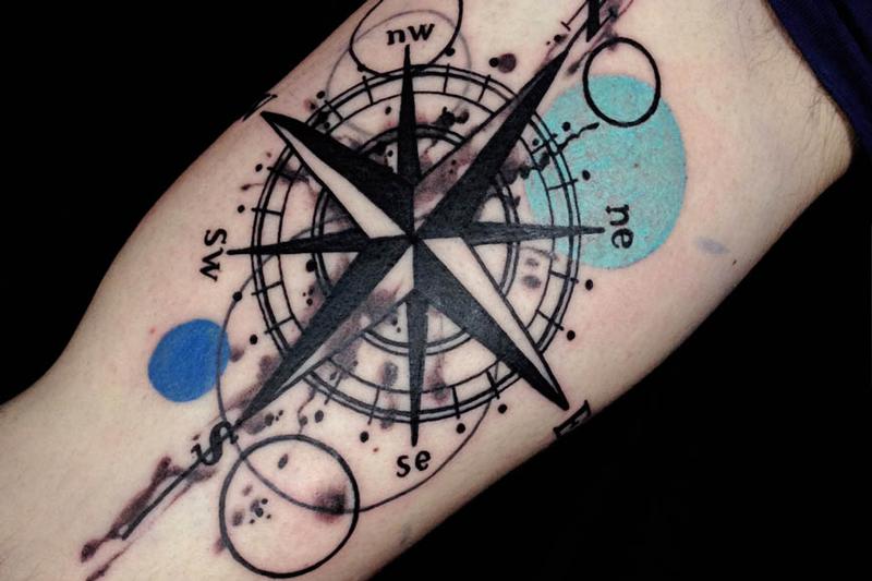 watercolor compass tattoo by mirco campioni tattoonow watercolor compass tattoo by mirco campioni tattoonow