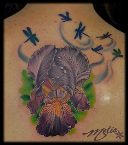 Tattoos - Iris with silhouette dragonflies  - 76516