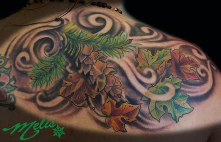Tattoos - Douglas Fir and Maple leaves - 78683