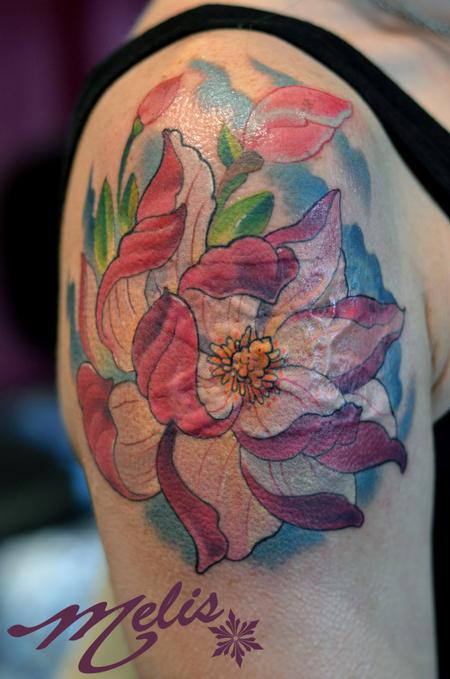 Melissa Fusco - Magnolia flower, laser burn cover up