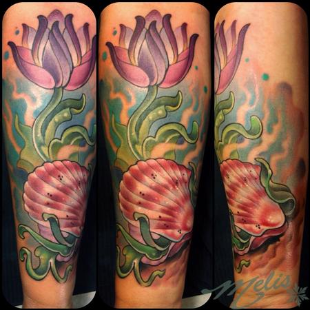 Tattoos - budding scallop shell - 94619