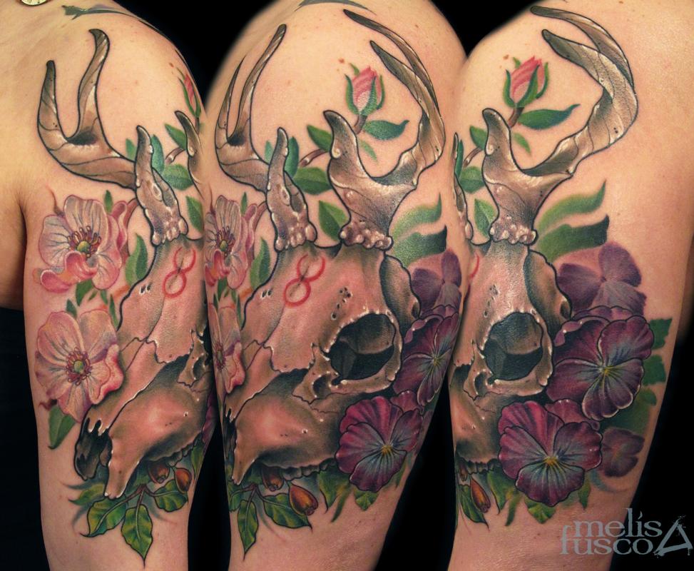 Deer Skull Floral By Melissa Fusco Tattoonow