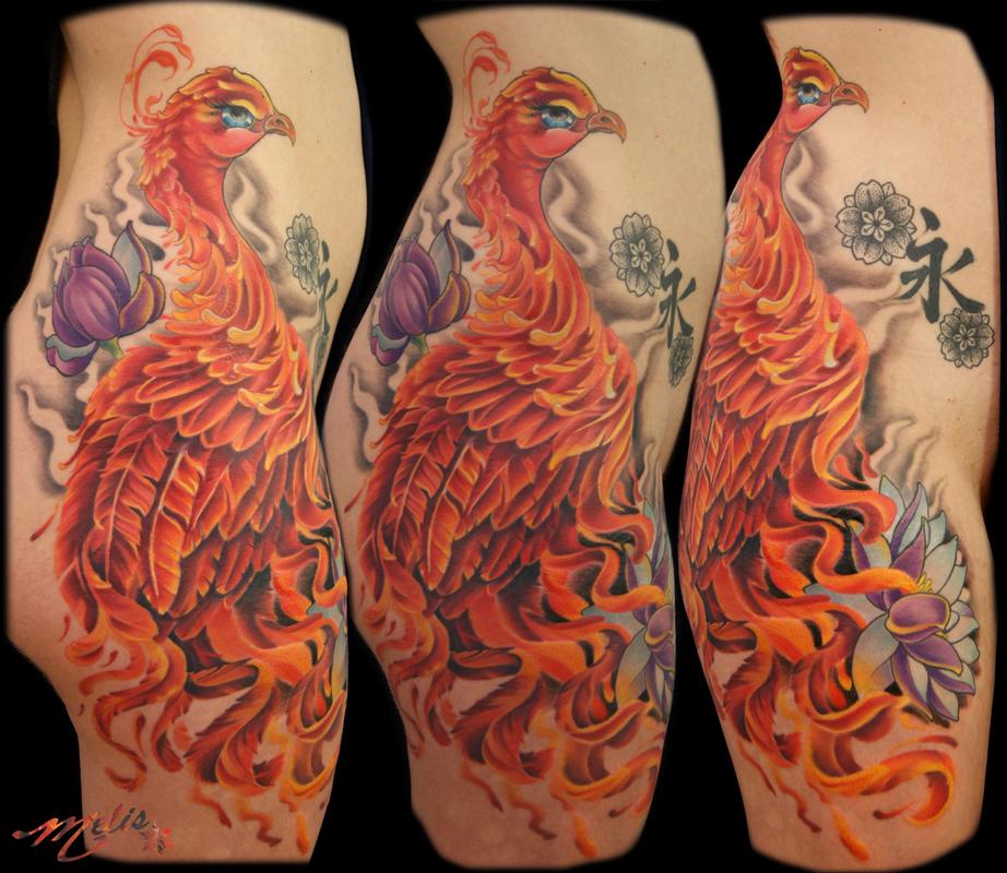 Perched Phoenix by Melissa Fusco Tattoos