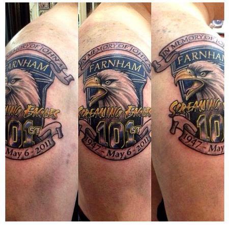 Cesar Perez Tattoos - screaming eagles tattoo memorial