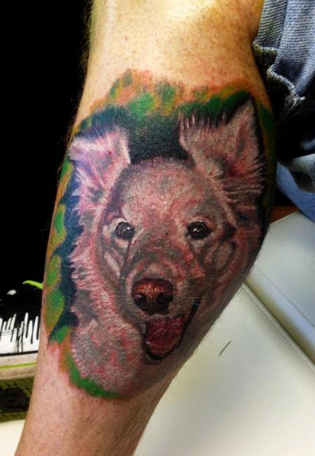 Cesar Perez Tattoos - color dog portrait