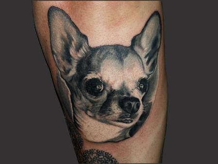 Cesar Perez Tattoos - chuhuhua portrait black and grey tattoo