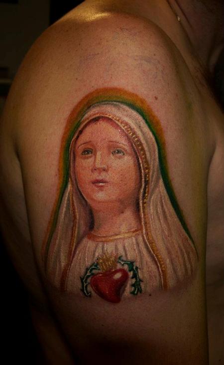 Cesar Perez Tattoos - virgen Mary color tattoo