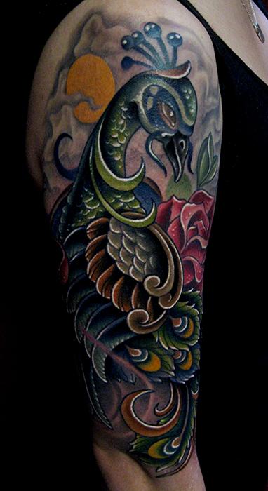 Off the Map Tattoo : Tattoos : Traditional Old School : peacock 