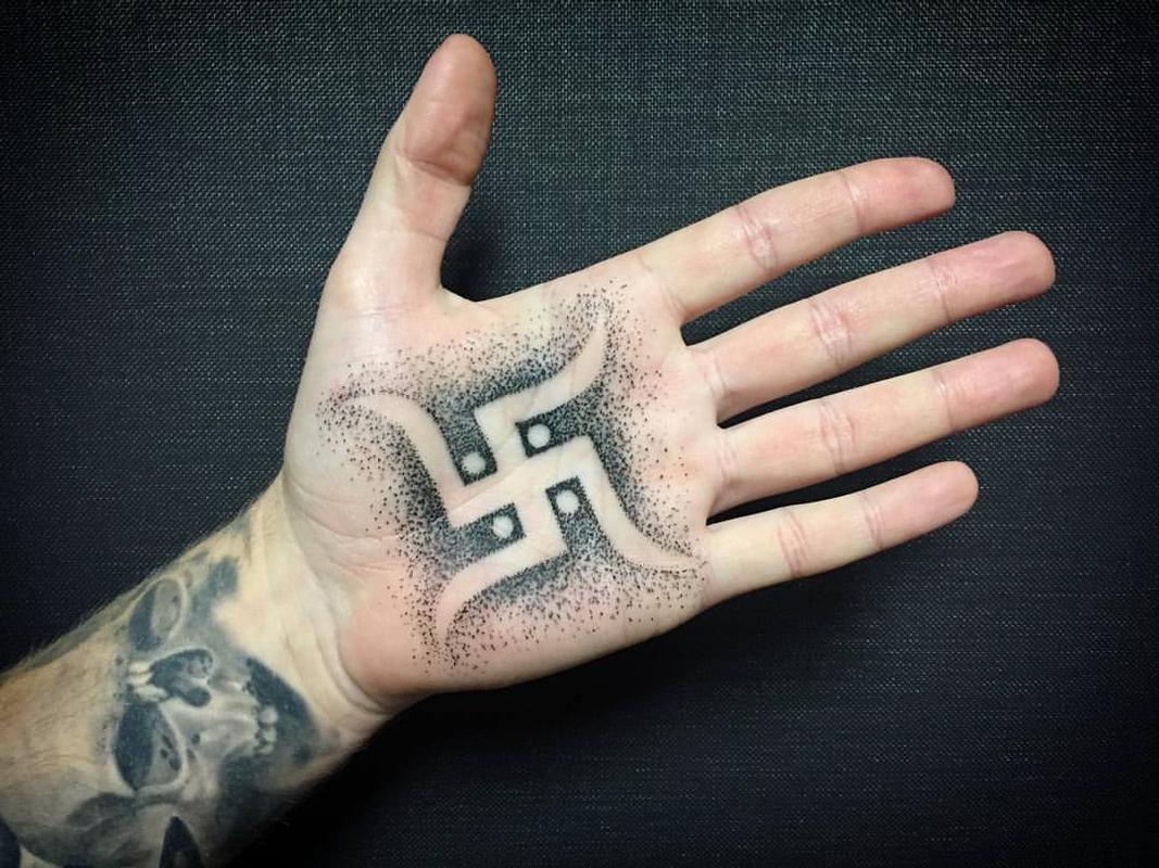 Dotwork Swastika by Linn Tattoos