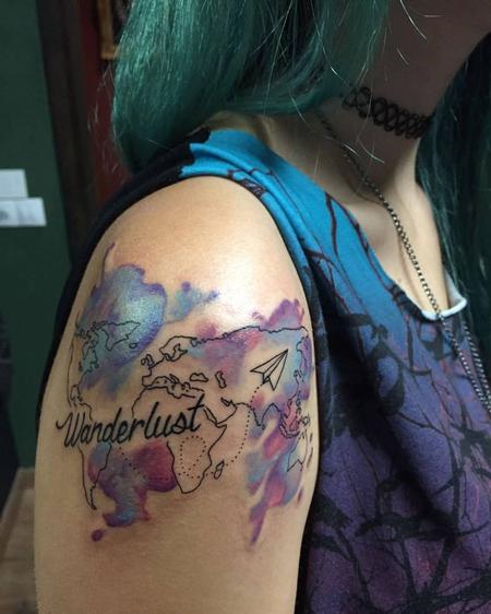 Linn - watercolour wanderlust tattoo