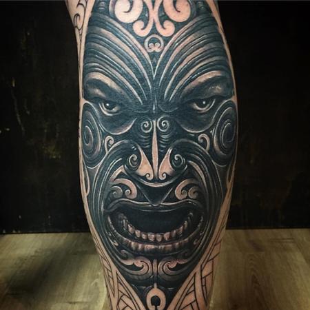 Tattoos - Realist Polynesian Moko-Tattoed Face - 126370