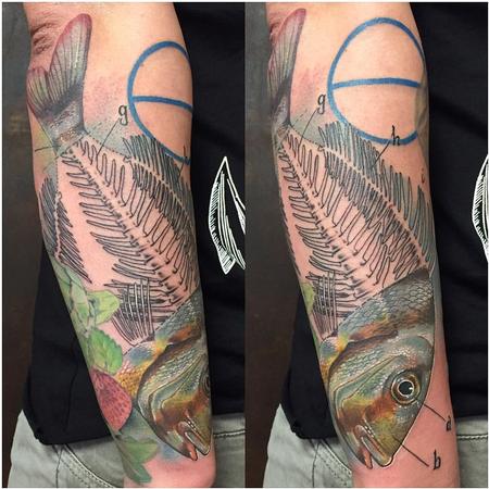 Tattoos - Realistic Fishbone in Color - 127625