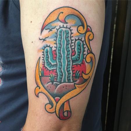 Tattoos - Cactus Estilo Tradicional a Color - 127815