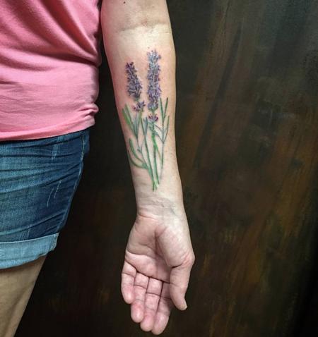 Tattoos - Realistic Lavender Flowers in Color - 127919