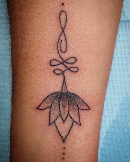 Tattoos - Flower Unalome with Dotwork - 128136