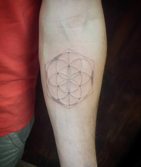 Tattoos - Geometrical Circles Dotwork Tattoo - 128394