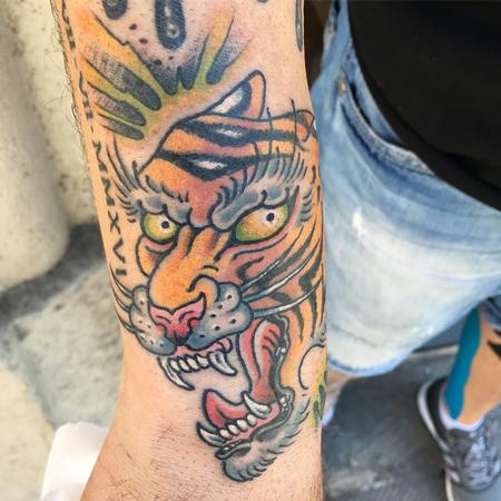 Tattoos - Cabeza de Tigre Tradicional a Color - 128730